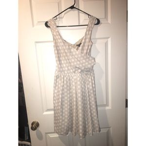 Express Tan and White Polka Dot Dress